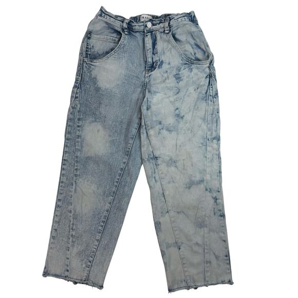 Frayed Women's 26 x 24 Blue High Rise Cropped Barrel Colorblock Jeans MSRP $89 - Picture 4 of 11